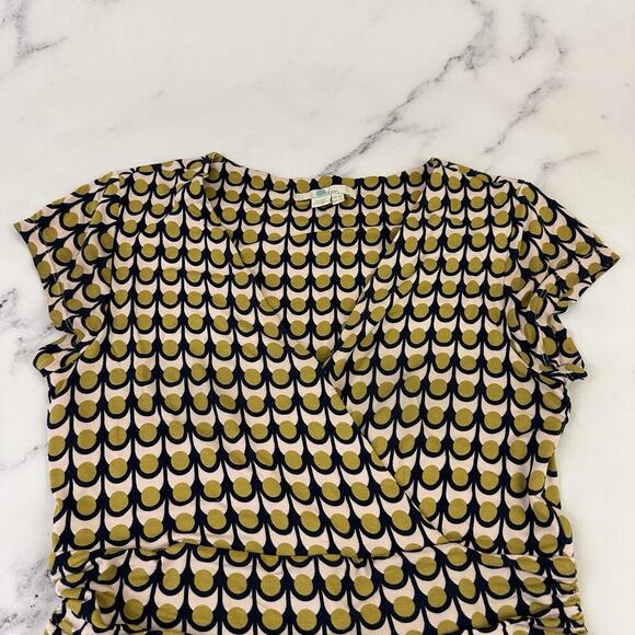 Boden Lily Jersey Knit Maxi Dress Size 4 Petite Yellow Blue Geometric Pockets - Picture 2 of 11